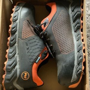 Steel toe shoes for work.